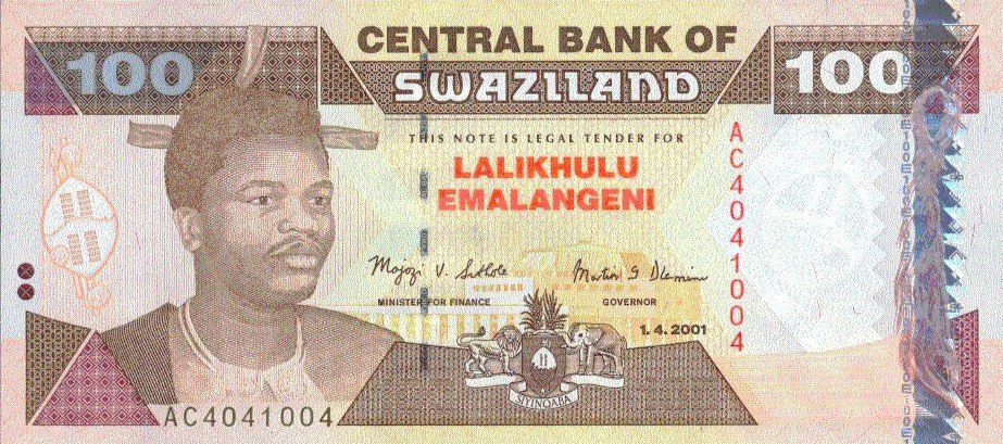 Banconote: Swasiland 100 Lilangeni 2001 P-32a UNC – Nuovo (secondo la descrizione) da Schliern b. Köniz venduto da pizzitaxi