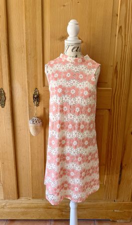 F + F Sommer Damen Etuikleid Farbe Lachs Weiss Gr 36