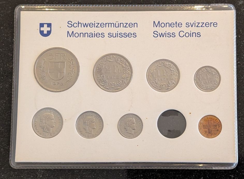 Alle Münzen: Münzsatz Schweiz 1975 stgl. – Neu (gemäss Beschreibung) aus Arch von coinsandmore