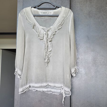 🐸 TRAUMHAFTE NILE SEIDENBLUSE S "GREIGE" ROMANTISCHE BLUSE