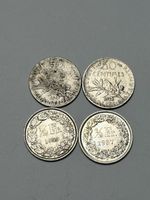 Lot 4 pièces 1/2 Franc et 50 Centimes argent divers ans