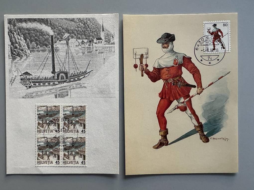 Tutti i francobolli: 72 Briefmarken-Doppelkarten + -Postkarten Schweiz – Usato da Basel venduto da Chregu07 2
