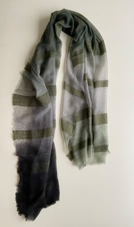 100% Kaschmir Schal-grüner breiter Streifen 200x100cm