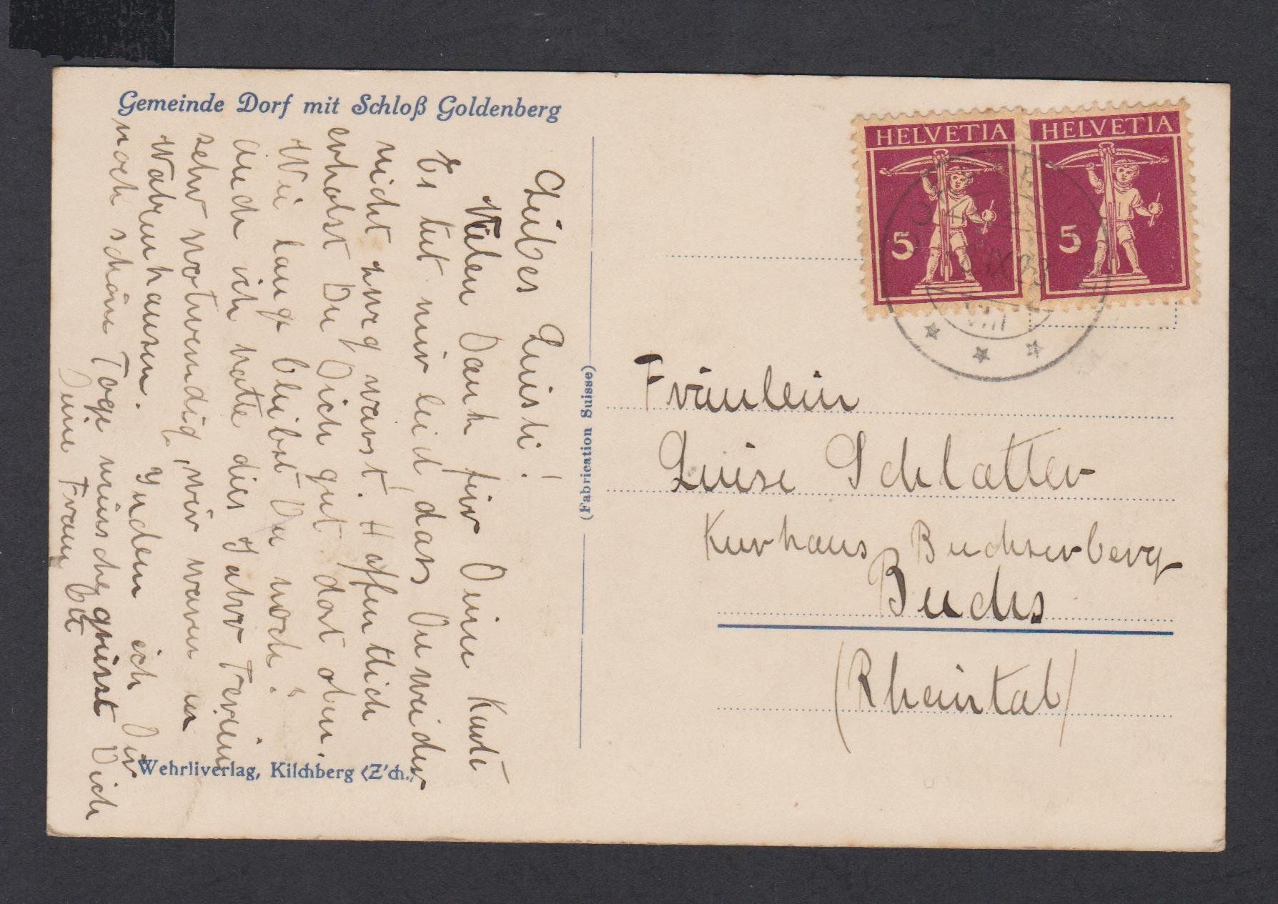 Cartoline postali: Dorf ZH   :   alte Ansichtskarte 1920er-Jahre – Usato da Vitznau venduto da Ropaku 2