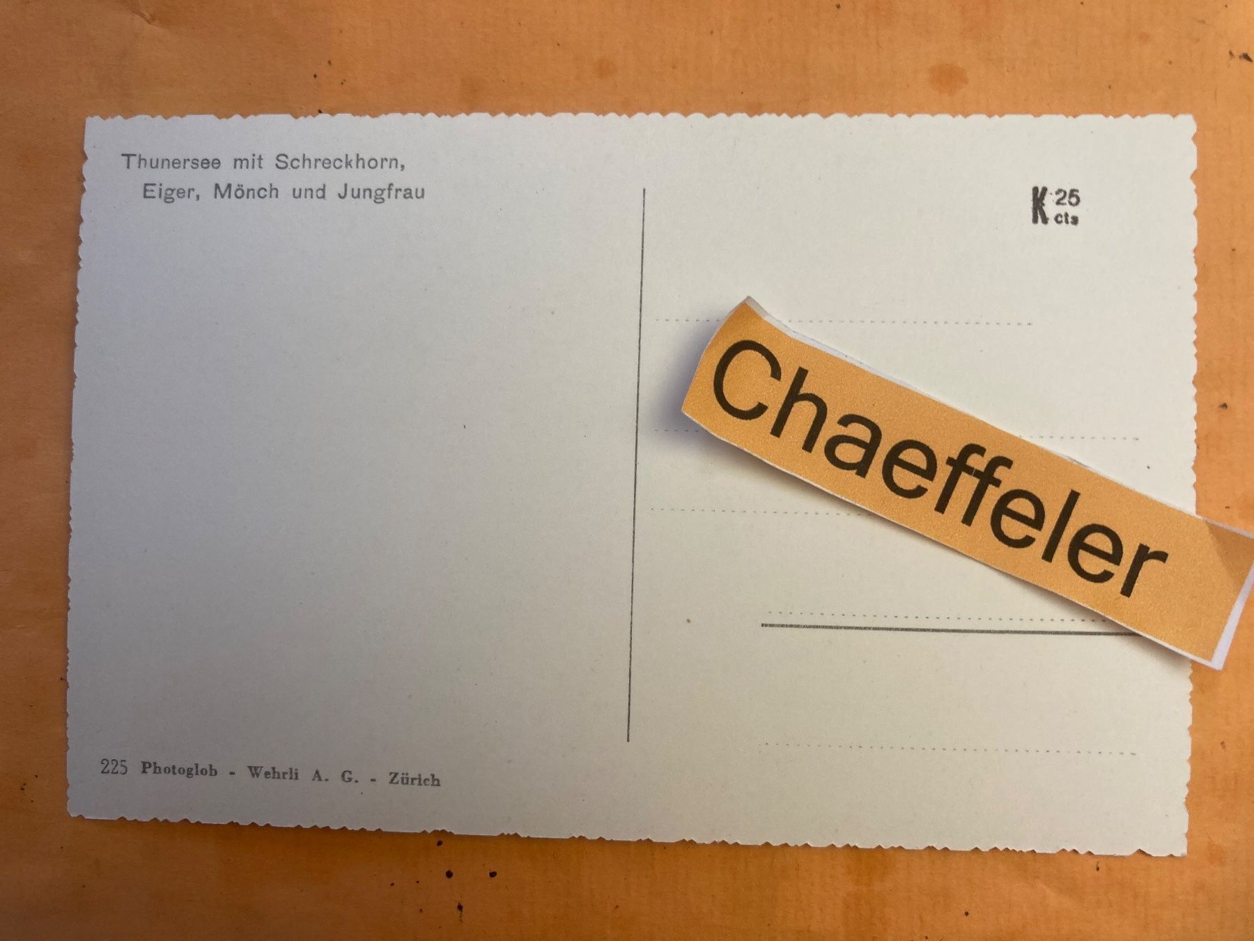 Cartoline postali: Thunersee mit Schreckhorn, Eiger – Usato da Zürich venduto da Chaeffeler 1