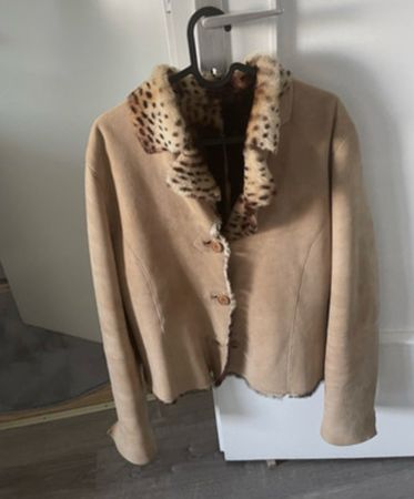 Damen Jacke hellbraun mit Leopardenmuster beige