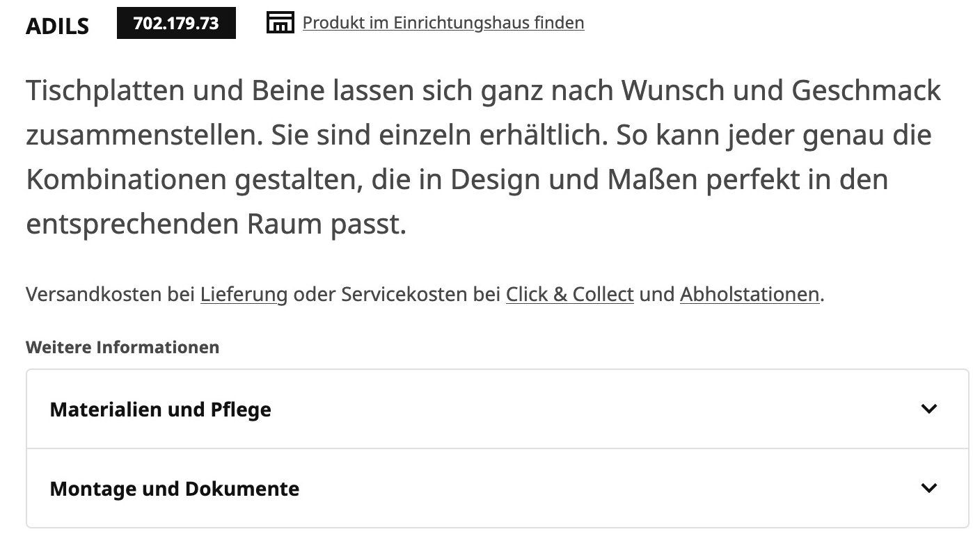 Ikea Altri mobili: 4 Stück IKEA Tischbeine ADILS | Schwarz – Usato da Scherz venduto da Neogeo5000 5