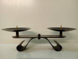 Kerzenstaender fuer 2 Kerzen Metall Design Vintage