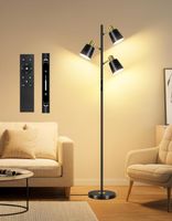 LED Stehlampe 36W Dimmbar 3 Köpfe Fernbedienung Schwarz
