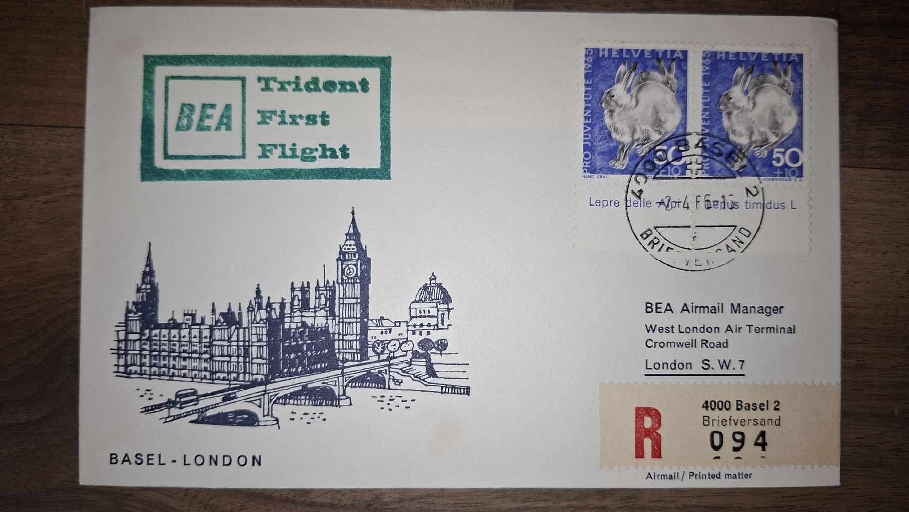 Alle Briefmarken: Bea Basel - London 02.04.1966 – Gebraucht aus Balgach von SIMEON27