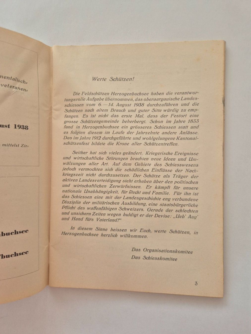 Bücher: Oberaarg. Landesschiessen Herzog-Buchsee 1938 Programm – Gebraucht aus Langendorf von zvonu161 2