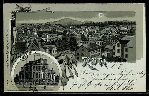 Cartoline postali: Mondschein-Lithographie Rüti, Villa S – Usato da Berlin venduto da bartko-reher