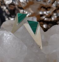 DREIECK OHRRINGE SILBER 925 MIT MALACHIT