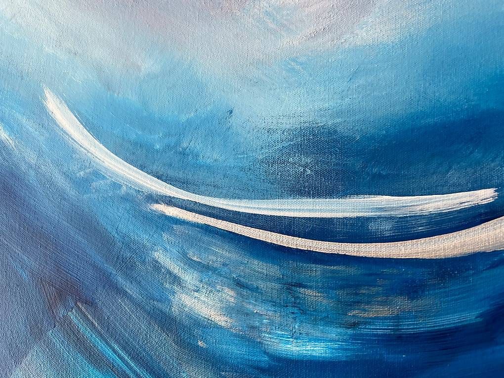 Dipinti: Acrylbild 70x70cm "Hoffnung" blau & silber – Nuovo e nell'imballaggio originale da Urdorf venduto da manuela4 2