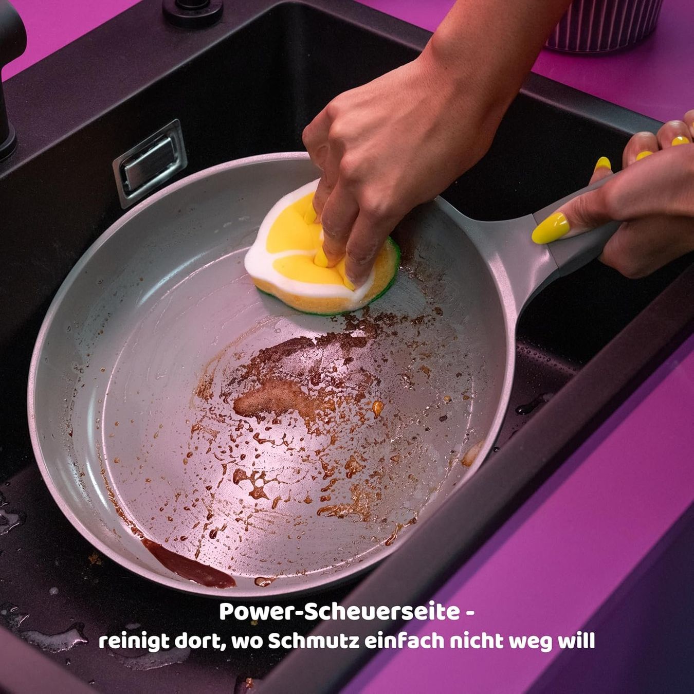 Sonstiges für Haushalt & Wohnen: Vileda Punch Scheuerschwamm 4er Set Zitrone kratzfrei – Neu und originalverpackt aus Suhr von SchnapperCH 4
