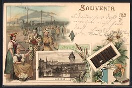 Luzern, Ortspartie an der Brücke, Passa