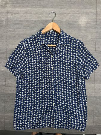 Chemise femme bleu marine à fleurs, vintage, état impeccable