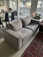 Divano letto 2/3 posti in tessuto grigio