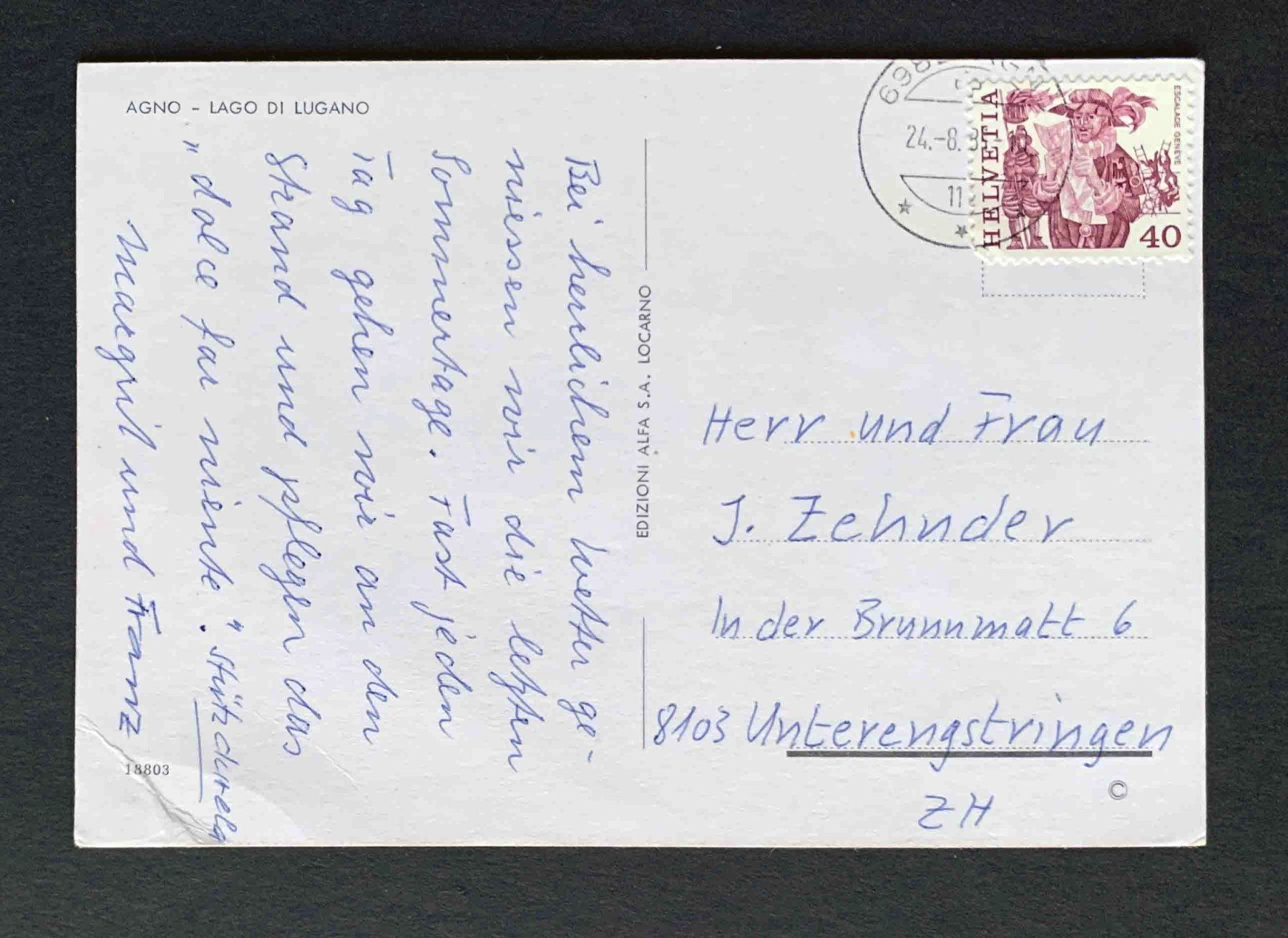Cartoline postali: AK AGNO Lago di Lugano – Usato da Goldau venduto da artelier1 1
