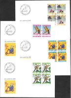 4 FDC Pro Juventute 2001 Serie Viererblöcke ET 20.11.2001