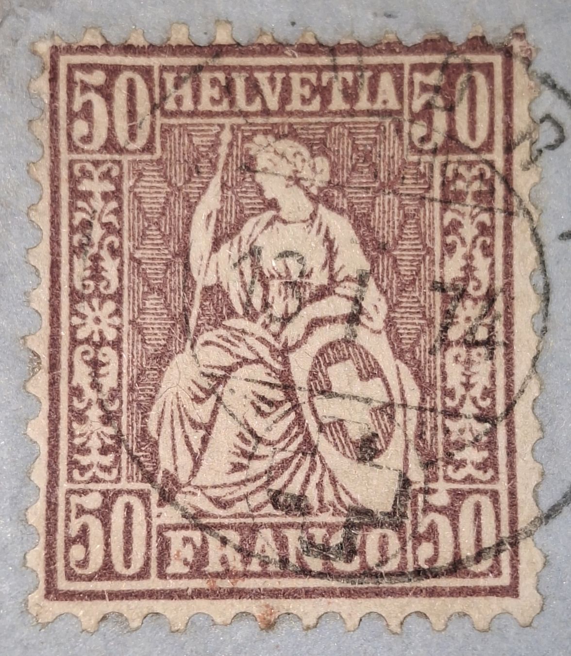 Alle Briefmarken: Sitzende Helvetia Nr. 43 Boudry P.D Kat. 300.- – Gebraucht aus Balgach von SIMEON27 2