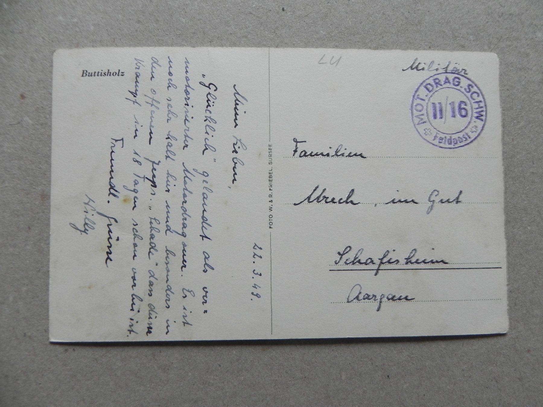Cartes postales: Ansichtskarte Buttisholz LU Luzern 1949 – D'occasion à Siebnen par krimsie 1