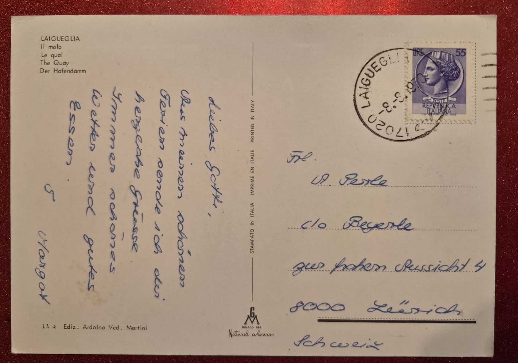 Cartoline postali: Laigueglia Hafendamm 1970 – Usato da Melchnau venduto da Arthurius 1