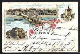Litho Basel, Teilansicht Klein-Basel, Sp