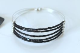 ARMBAND / Armspange mit schwarzen Rohrperlen  Neu&Ovp!