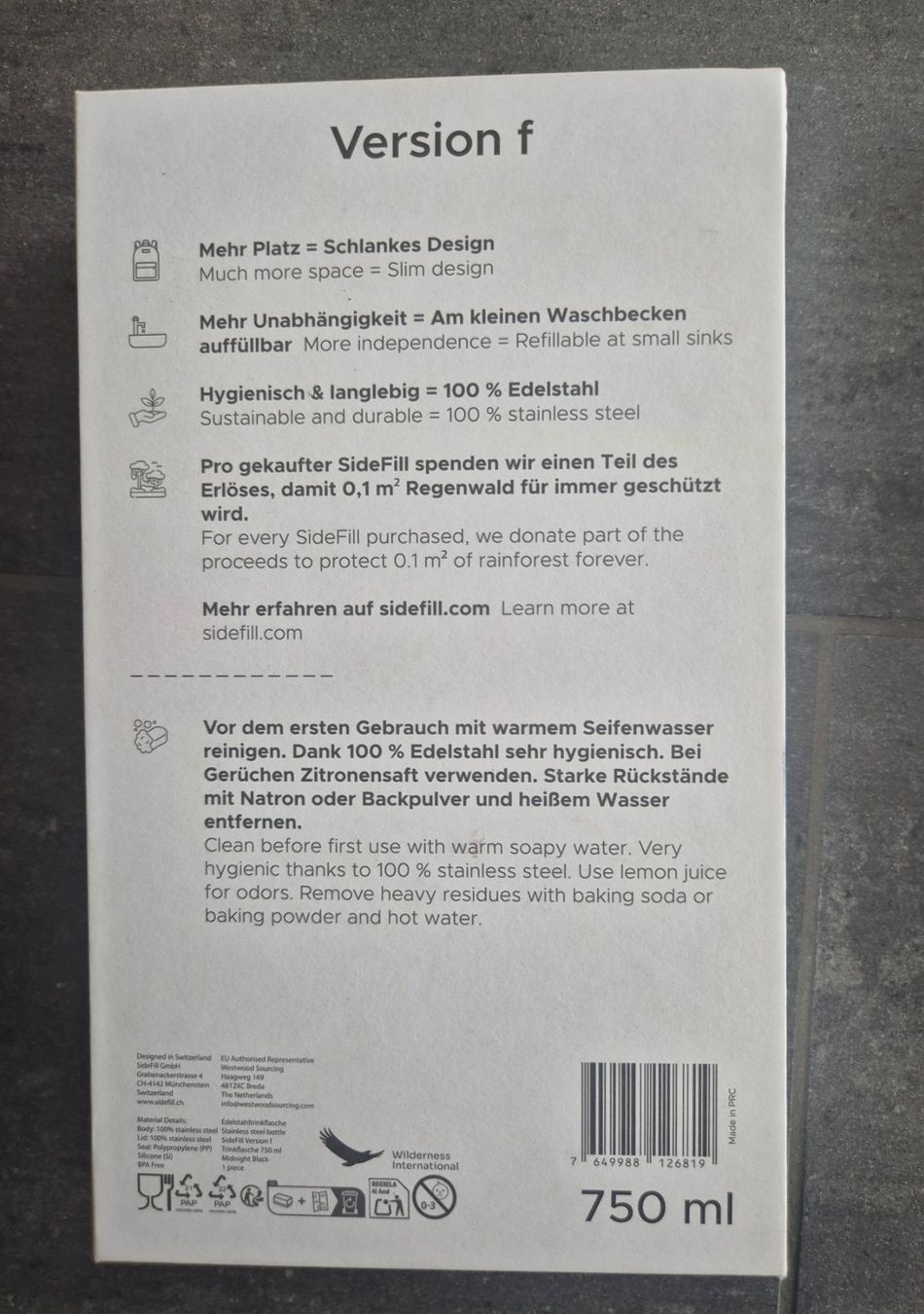 Trinkflaschen & Thermosflaschen: Trinkflasche Marke SideFill, 7.5 dl, NEU – Neu und originalverpackt aus Otelfingen von alles-ab-einem-Fr. 4