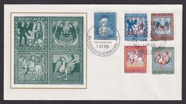 PP 1965, FDC Illustriert, B123-127 schmales Format adresslos