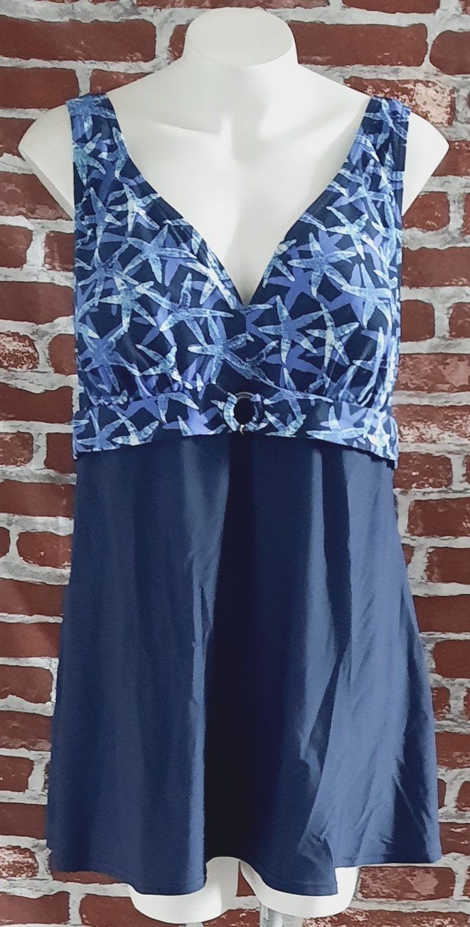 Costumi da bagno & Bikini: ULLA POPKEN Badekleid, Seesternmuster, Softcup Dunkelblau 50 – Nuovo (secondo la descrizione) da Seuzach venduto da VT-Collections2