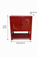 Roter Asiatischer Schrank, Sideboard, Holz, 60x70x40cm