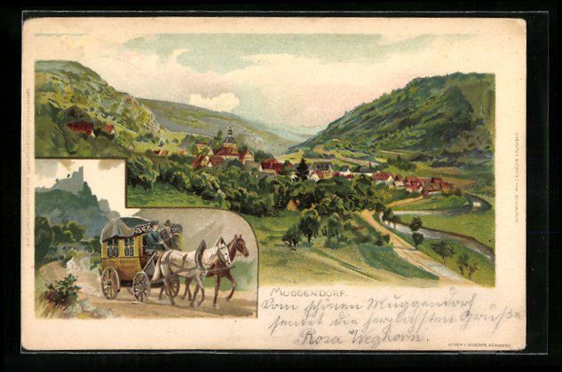 Cartoline postali: Litho Muggendorf, Postkutsche auf dem We – Usato da Berlin venduto da bartko-reher