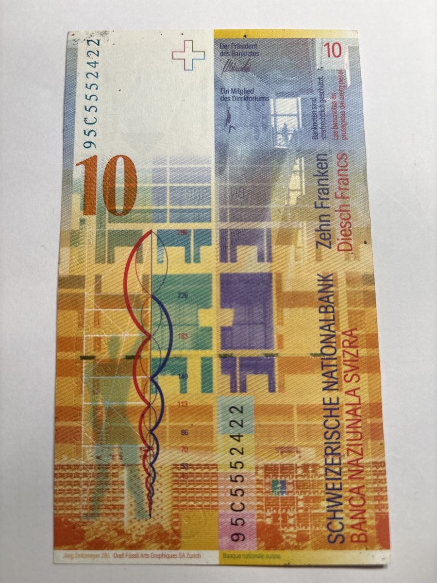 Banconote: 10 Franken 1995 Banknote Schweiz XF – Nuovo (secondo la descrizione) da Möhlin venduto da Don_Papa 1