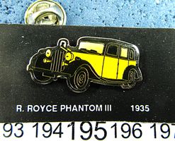 RR ROLLS ROYCE PHANTOM III 1935 OLDTIMER AUTO PIN GLAS. 27mm