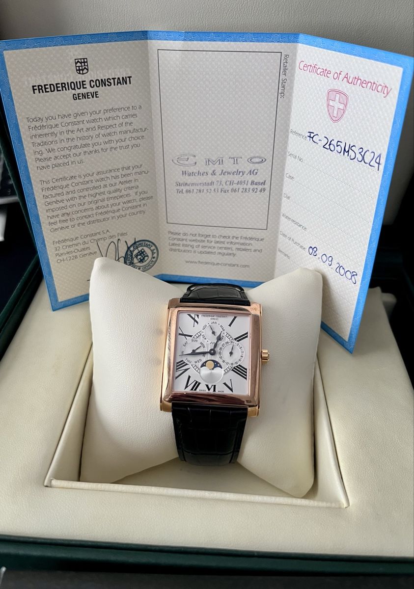 Frederique Constant Orologi: Frédérique Constant Classics Carrée Moonphase Calendar – Usato da Liestal venduto da selgo