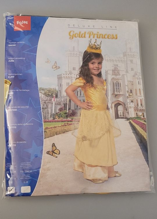 Prinzessinnen-Kostüm Für Mädchen 4–6 Jahre, Größe M – Mit Kleid, Hut & Gürtel, Mehrfarbig