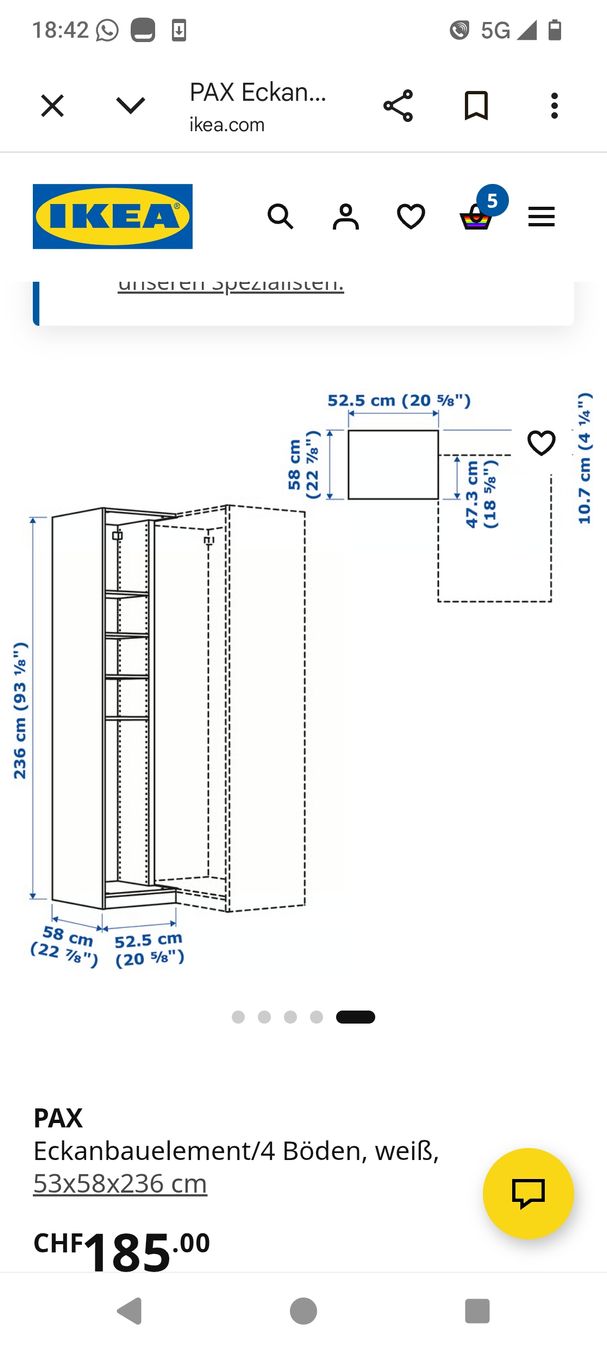 Armadi: IKEA Pax Komplement Eckanbauelement – Usato da Schaffhausen venduto da Dodaz 1