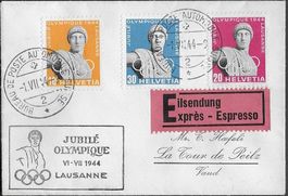 1944 Ex. APOLLO SATZ-Brief Sonder-o OLYPIQUE LAUSANNE ab 1.-