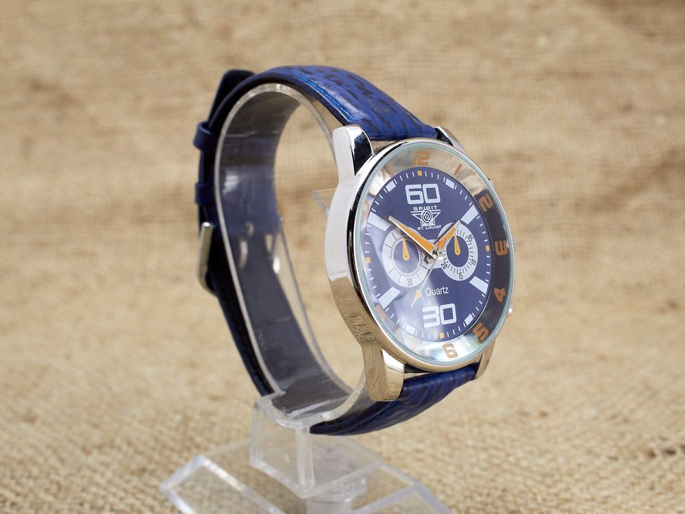 Montre Chrono ATLAS FOR MEN - Spirit Of St-Louis - Boîtier Acier, Bracelet Cuir Noir
