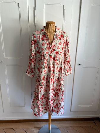 ZARA - Blusenkleid nude geblümt L