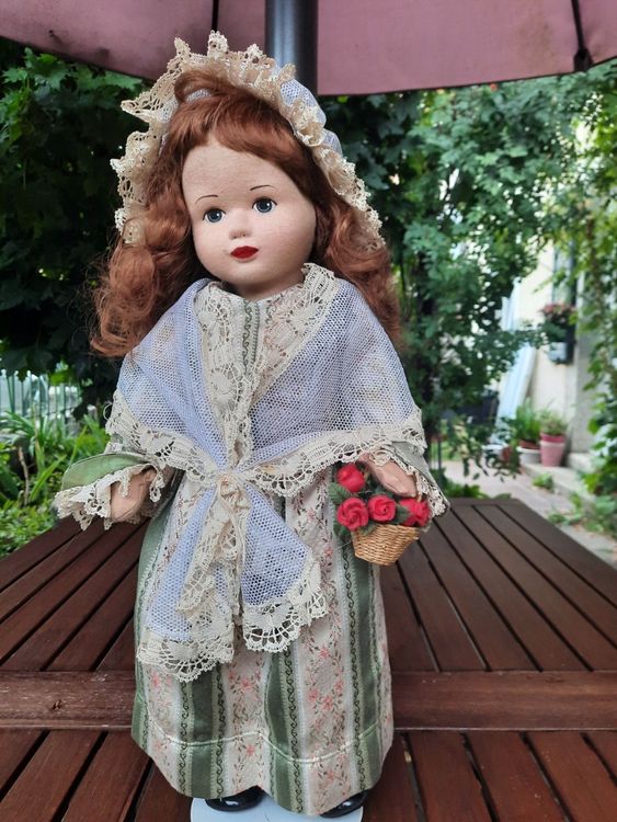 Poupée en tissu Neige en robe tulle bleu Frisette - Le petit Souk