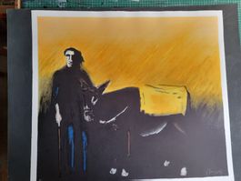 Ausdrucksstarke grossformatige **Original-Lithographie**,