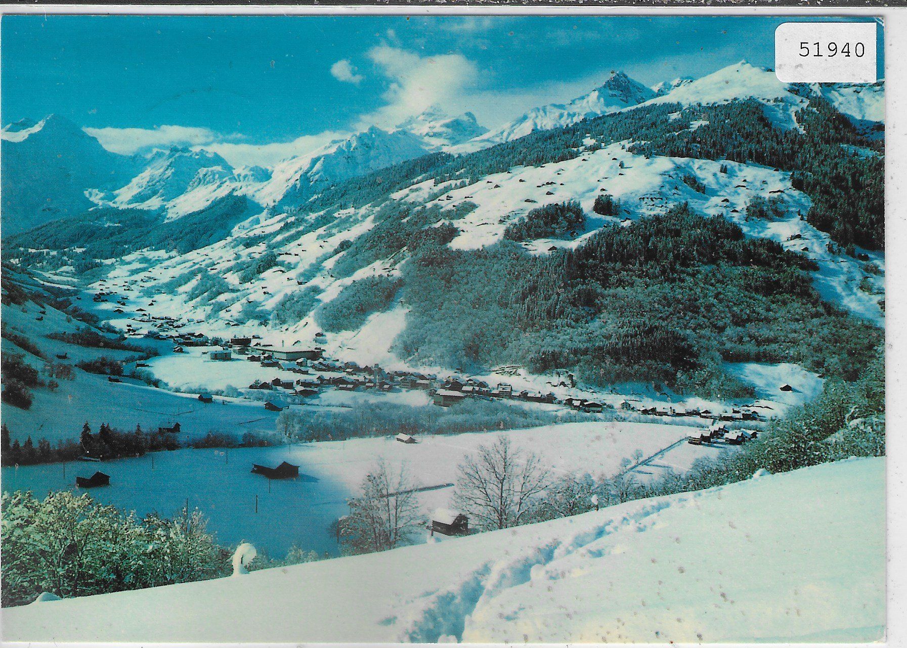 Cartoline postali: Elm GL - Generalansicht im Winter – Usato da Ettingen venduto da Kartenplanet