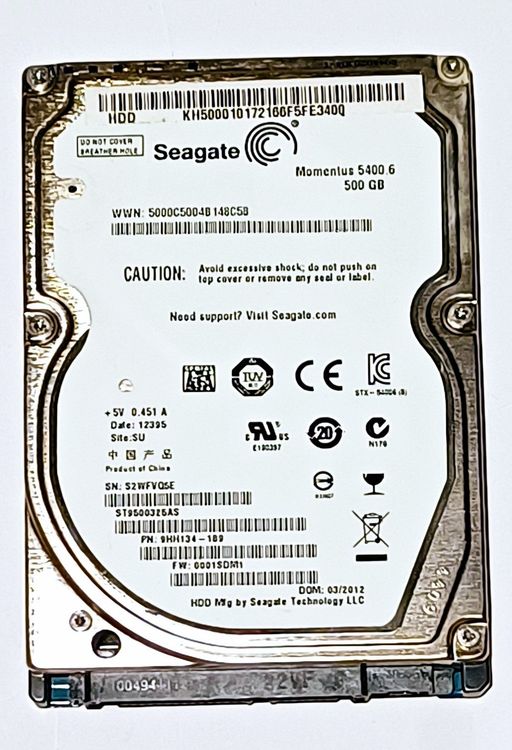 Disque Dur Interne Seagate Disque Dur 500Go Sata 2.5 Seagate Momentus 5400.6 St9500325Asg 9Kag34-043 8Mo reconditionné