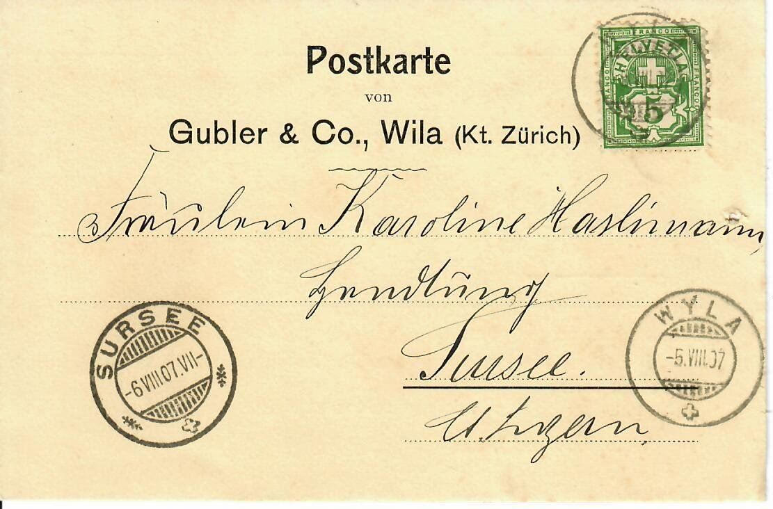 Tutti i francobolli: PK, Wyla / Wila  1907 – Usato da Hochdorf venduto da Ziegel-16