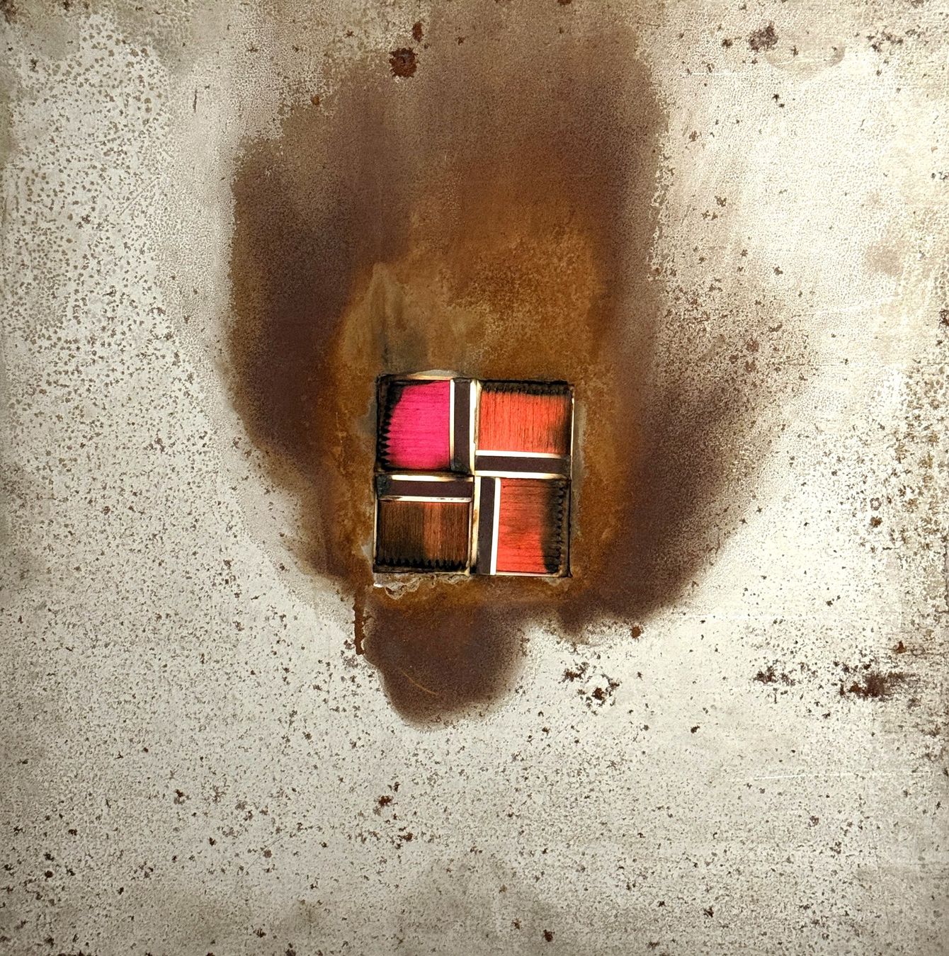 Gemälde: Bernard Aubertin - Dessin de feu auf Metall - 50 x 50 cm. – Gebraucht aus Ponte Tresa von 11GalleriaAlterEgo11 2