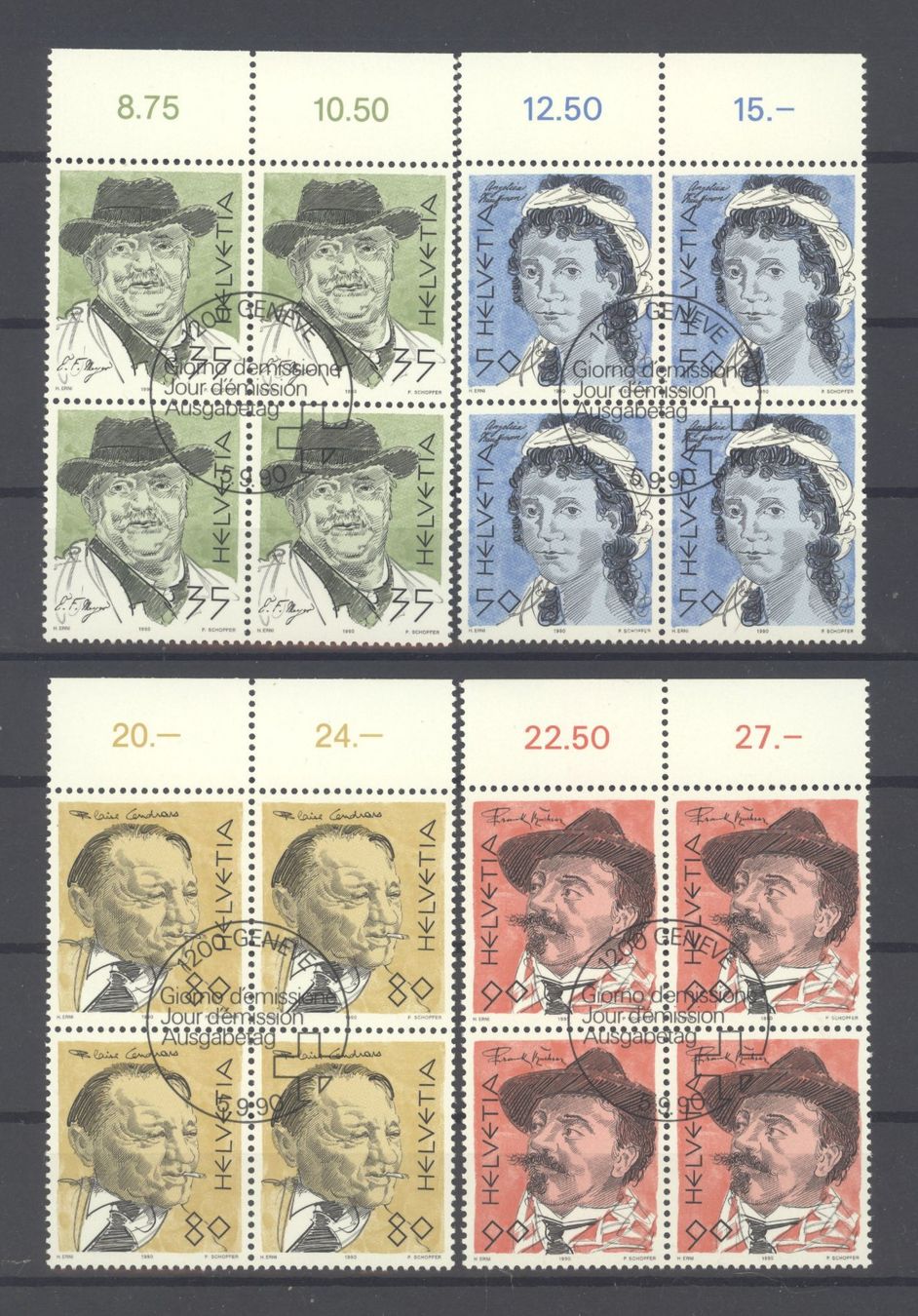 Tutti i francobolli: 1990, Portratmarken IV, ET – Usato da Willisau venduto da Vollstempel