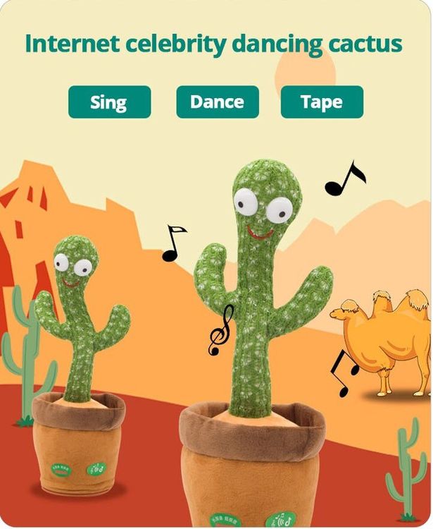 Tanzender Kaktus, der singt und wiederholt, was Sie sagen